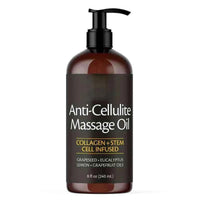 Huile de massage anti-cellulite M3 Naturals 8oz - Lisse l'apparence de la cellulite - Huile de massage pour le soin du corps et de la peau - Collagène topique