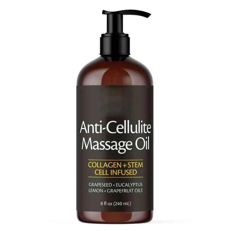Huile de massage anti-cellulite M3 Naturals 8oz - Lisse l'apparence de la cellulite - Huile de massage pour le soin du corps et de la peau - Collagène topique