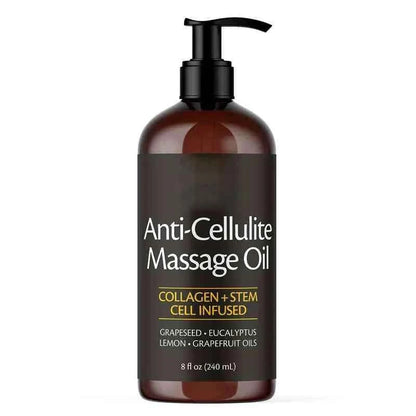 Huile de massage anti-cellulite M3 Naturals 8oz - Lisse l'apparence de la cellulite - Huile de massage pour le soin du corps et de la peau - Collagène topique
