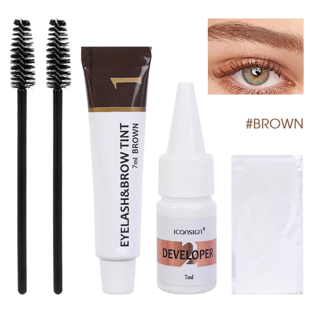 Kit de teinte de teinture pour cils et sourcils Semi-Permanent 2 en 1, imperméable, rapide, améliore les sourcils, longue durée, noir, marron, cosmétiques