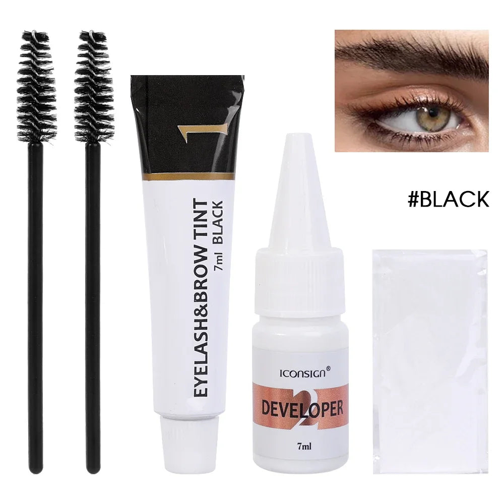 Kit de teinte de teinture pour cils et sourcils Semi-Permanent 2 en 1, imperméable, rapide, améliore les sourcils, longue durée, noir, marron, cosmétiques