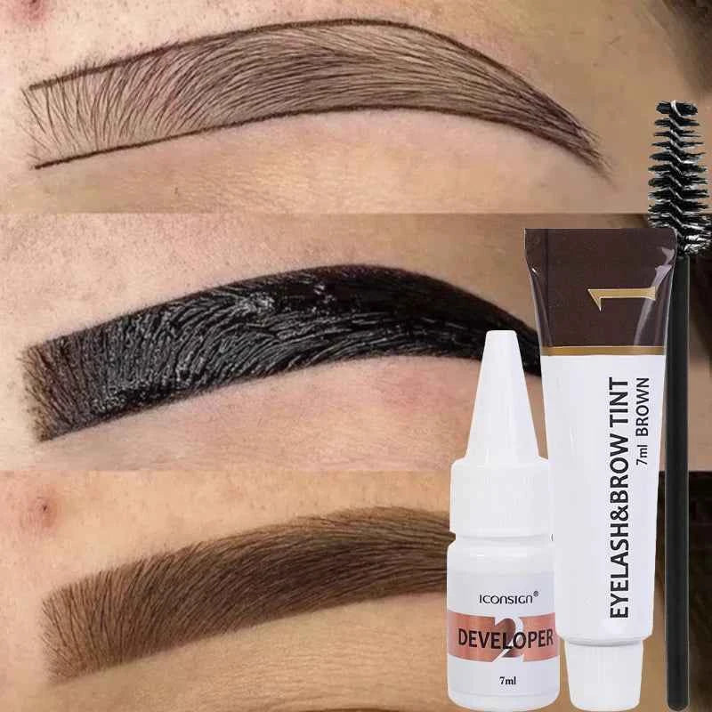 Kit de teinte de teinture pour cils et sourcils Semi-Permanent 2 en 1, imperméable, rapide, améliore les sourcils, longue durée, noir, marron, cosmétiques