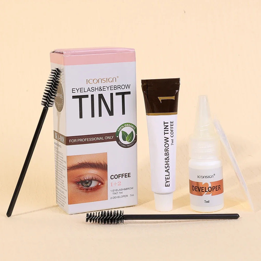 Kit de teinte de teinture pour cils et sourcils Semi-Permanent 2 en 1, imperméable, rapide, améliore les sourcils, longue durée, noir, marron, cosmétiques