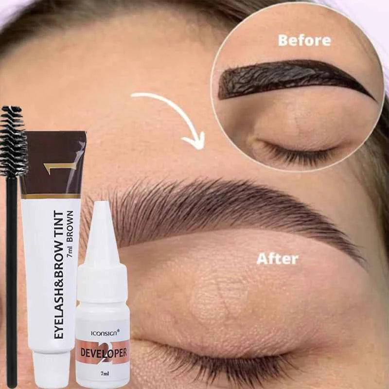 Kit de teinte de teinture pour cils et sourcils Semi-Permanent 2 en 1, imperméable, rapide, améliore les sourcils, longue durée, noir, marron, cosmétiques